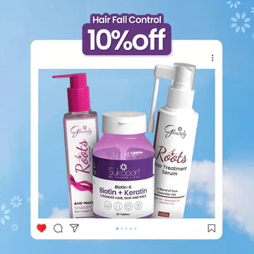 Hair Fall Control Bundle ( Roots Serum 120ml / BIOTIN-K / Roots Hair Refreshing Shampoo 200ml )