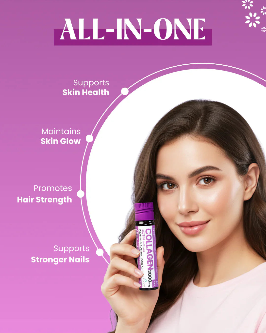 ABCV Liquid Collagen Shot 2000mg (Biotin 5000mg) Pack of 15 Vials